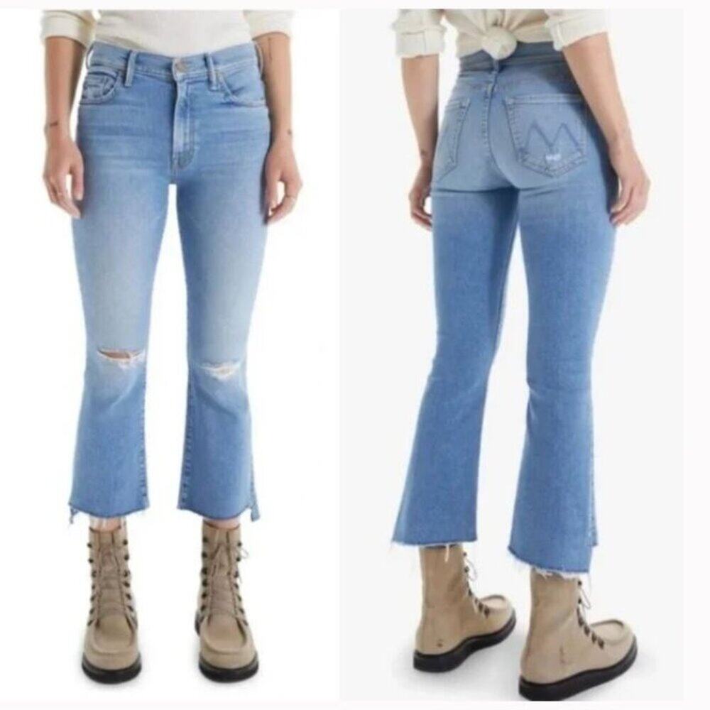 Mother The Insider  Crop Step Fray Jeans Thrilling Shots Sz 25